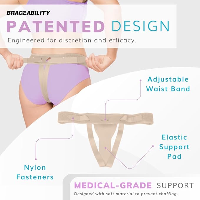 BraceAbility The Pelvic Pro Patented Prolapse Uterus Support Belt Girdle for Women’s Prolapsed for Dropped Bladder, Vulvar Varicosities, Postpartum Recovery, Symphysis Pubis Dysfunction Pain (M)