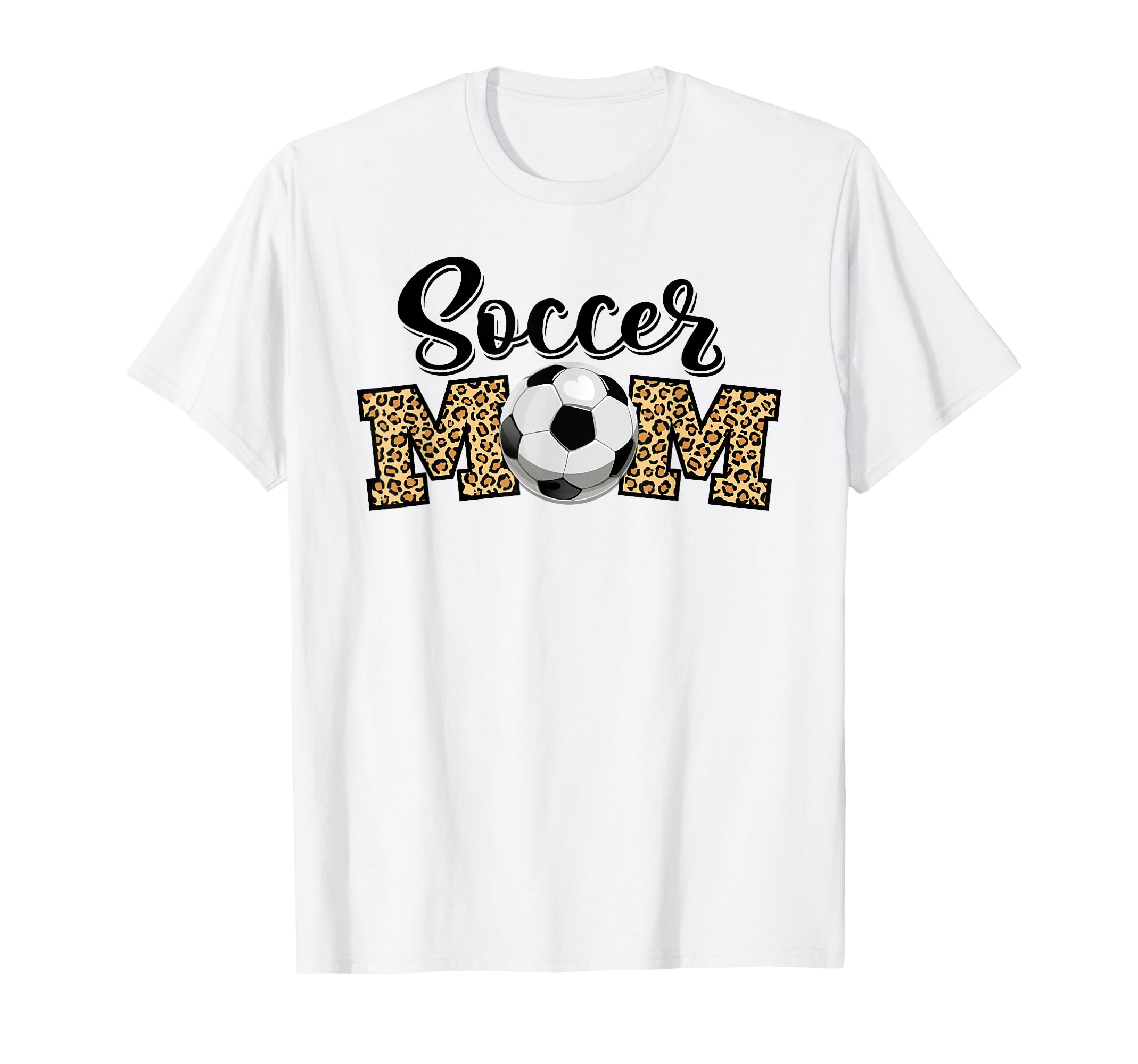 Soccer Mom Leopard Soccer Ball Sports Mama T-Shirt - Novelty Apparel Unisex