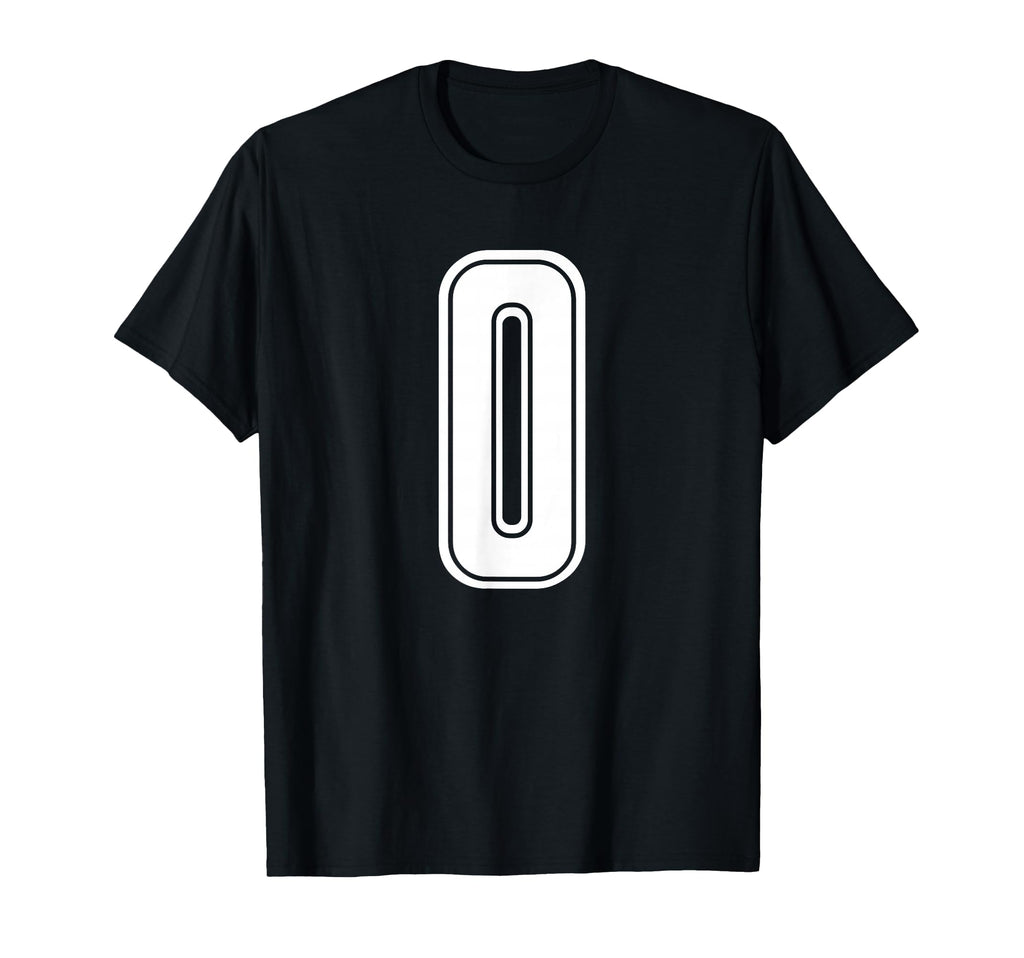 White Sport Team Number 0 T-Shirt - Fun Novelty Design for Adults