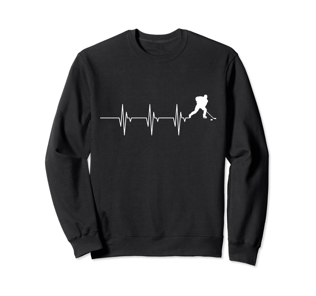 Ice Hockey Heartbeat Athlete Winter Sweatshirt - Unique Graphic Unisex