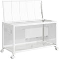 Large Metal Hamster Enclosure Rat Cage with 360 Viewing Acrylic Sides, Ventilated Front Door & Openable Top, Portable Hamster Tank for Guinea Pig, Chinchilla, Gerbil, 37.8''Lx18.5''Wx20''H White