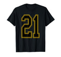Black And Gold Number 21 Jersey T-Shirt - Fun Novelty Design for Adults