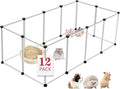 12 Panels Transparent Small Animals Playpen,48" x 24" x 16" Portable Pet Playpen,Plastic Enclosure,Puppy Play Pen for Indoors Outdoor Pet Fence for Guinea Pigs,Bunny,Ferrets,Hamsters,Hedgehogs