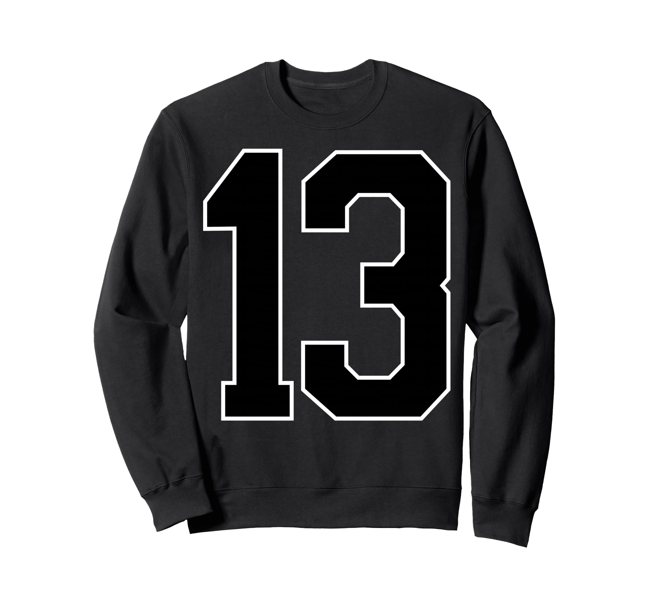 Black Sports Team Number 13 Fan Sweatshirt - Unique Graphic Unisex
