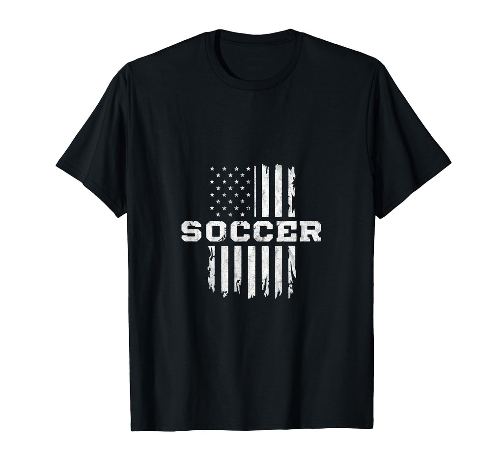 American Flag Soccer Rustic Distressed T-Shirt - Unique Graphic Men Women
