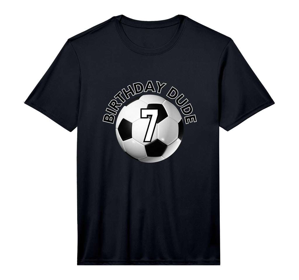 Birthday Dude Soccer Number 7 Performance T-Shirt - Custom Art Print Unisex