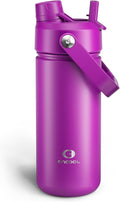 Insulated Water Bottle with Straw Stainless Steel Water Bottle, Leak-Proof, BPA-Free, Double Wall Vacuum Keeps Cold for 24 Hours for Sports, Travel, School (18 oz, Bright Magenta)