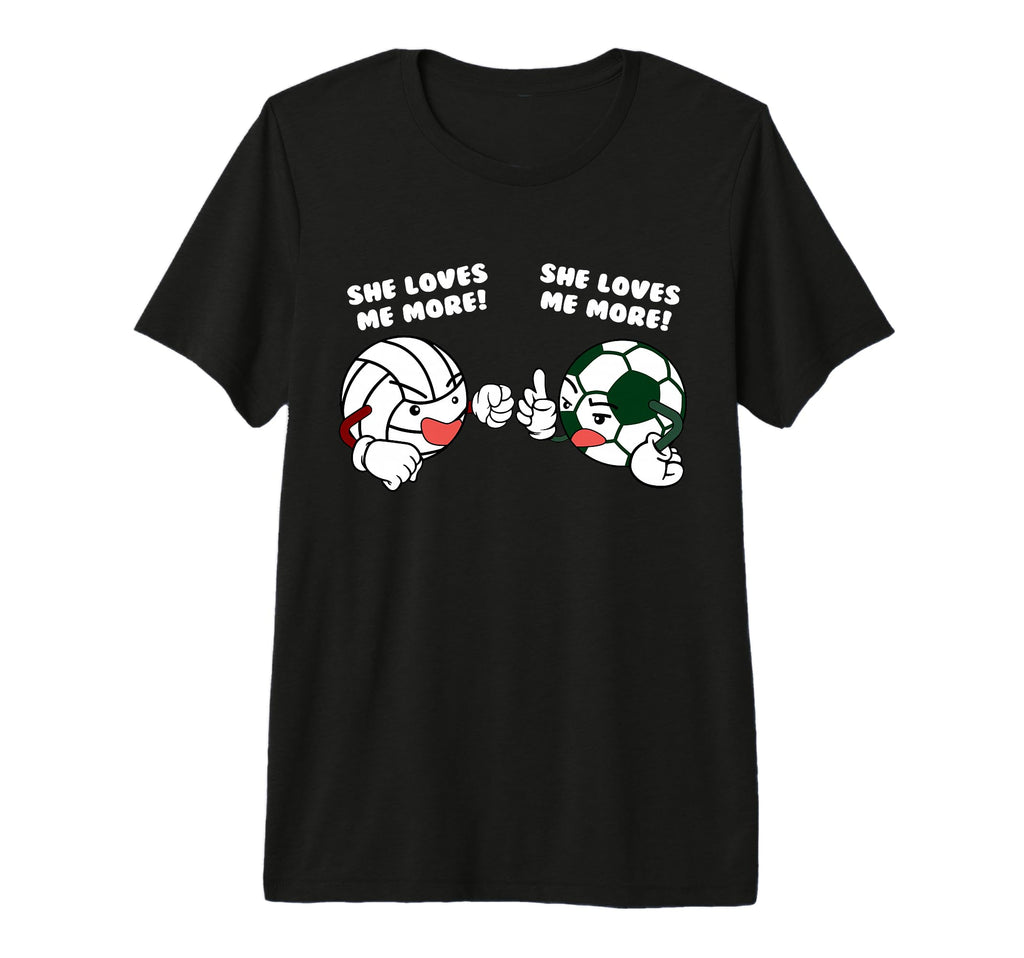 She Loves Me More Funny Volleyball T-Shirt - Minimalist Print for Adults