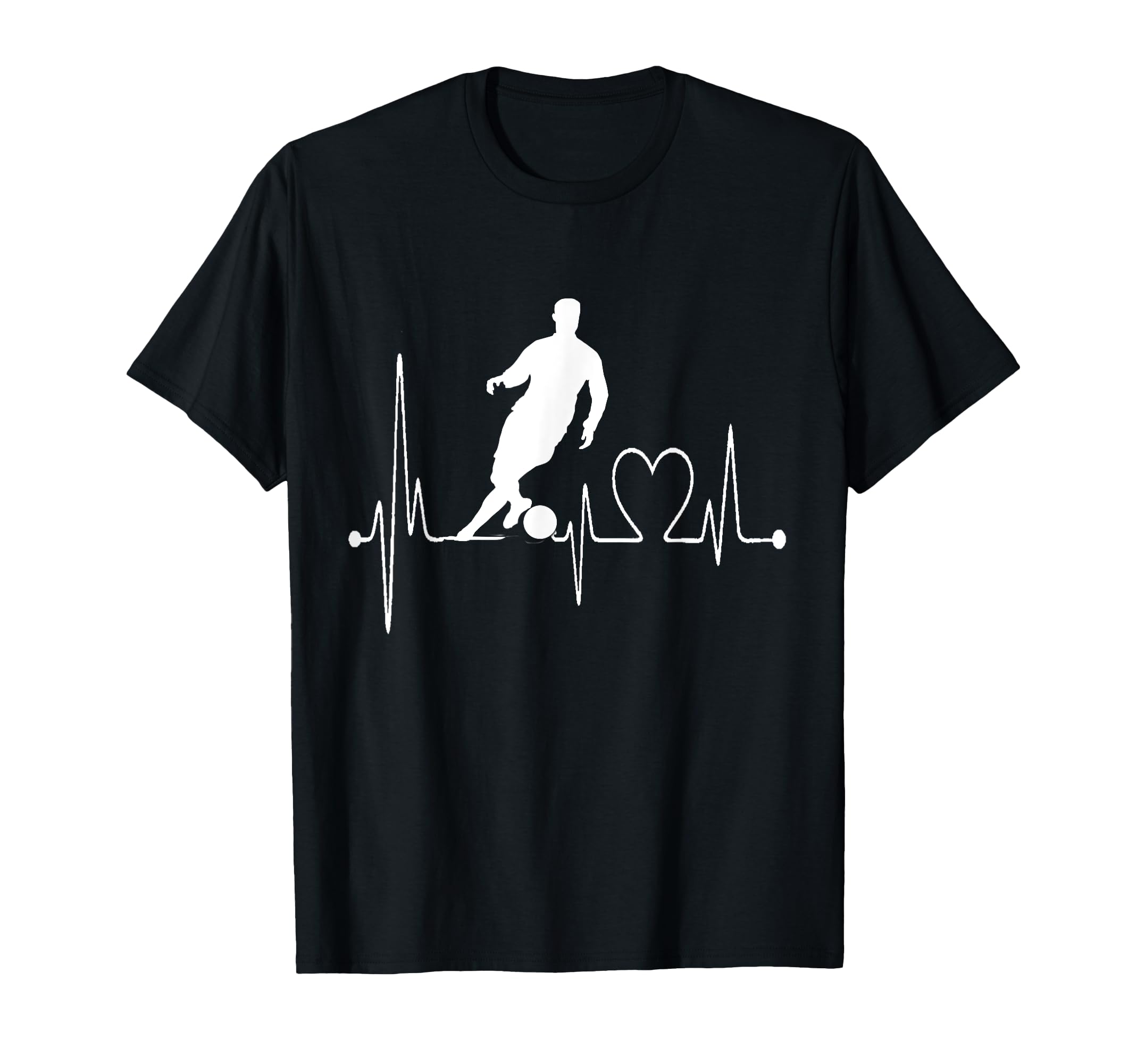 Football Heartbeat Soccer Ekg T-Shirt - Casual Everyday Wear Men Women