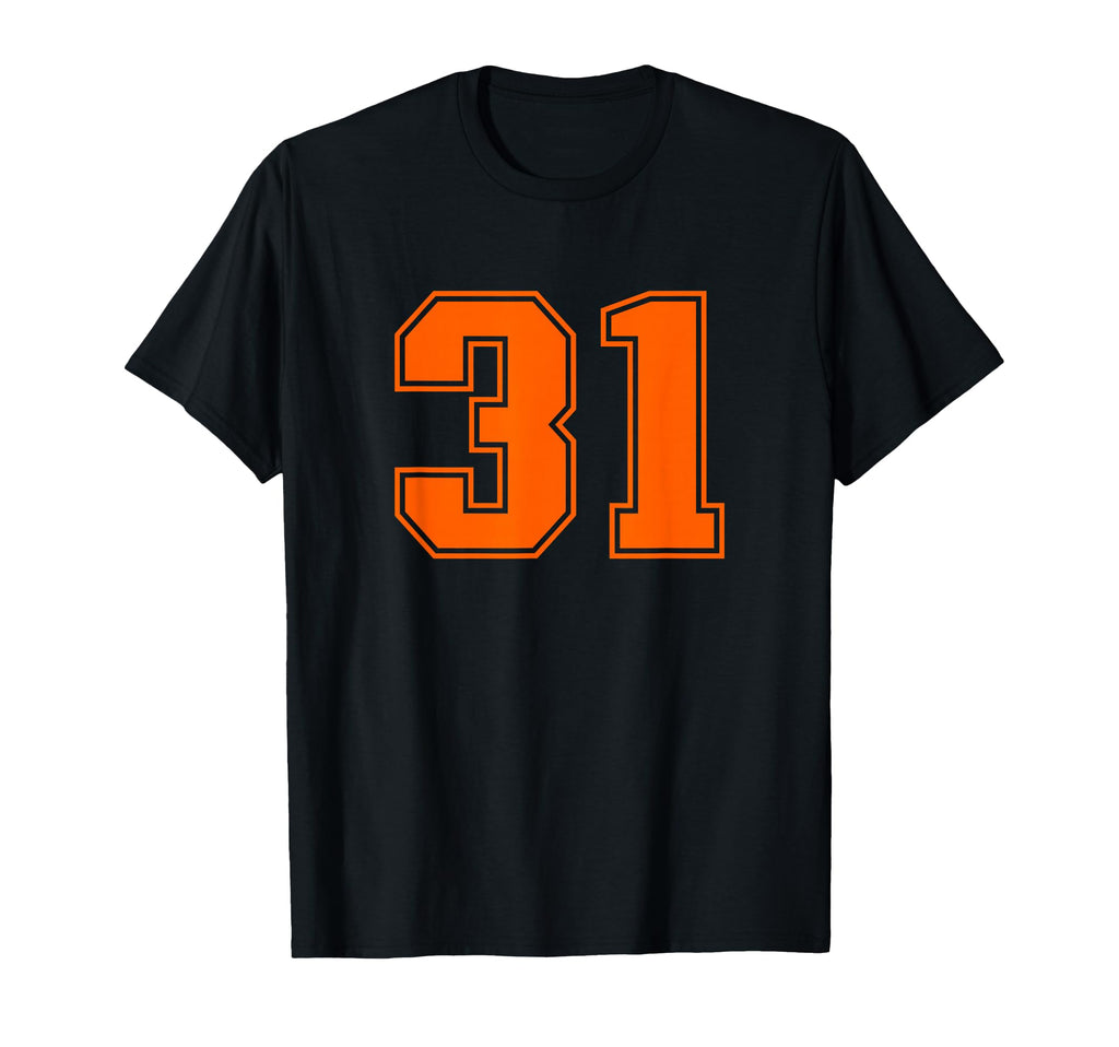 Orange Sports Team Number 31 T-Shirt - Novelty Apparel for Adults