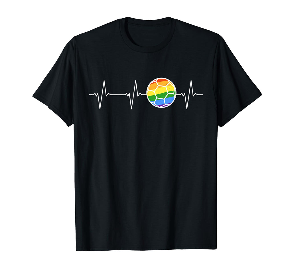 Soccer Rainbow Flag Heartbeat Ball T-Shirt - Custom Art Print for Adults