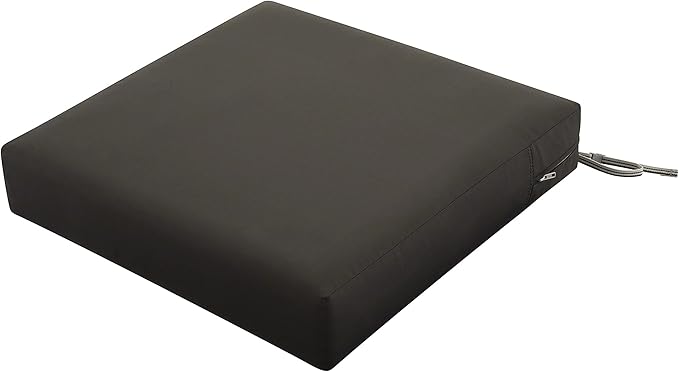 Classic Accessories Ravenna Water-Resistant 23 x 23 x 5 Inch Square Patio Seat Cushion Slip Cover & Foam, Espresso, Lounge Chair Cushion