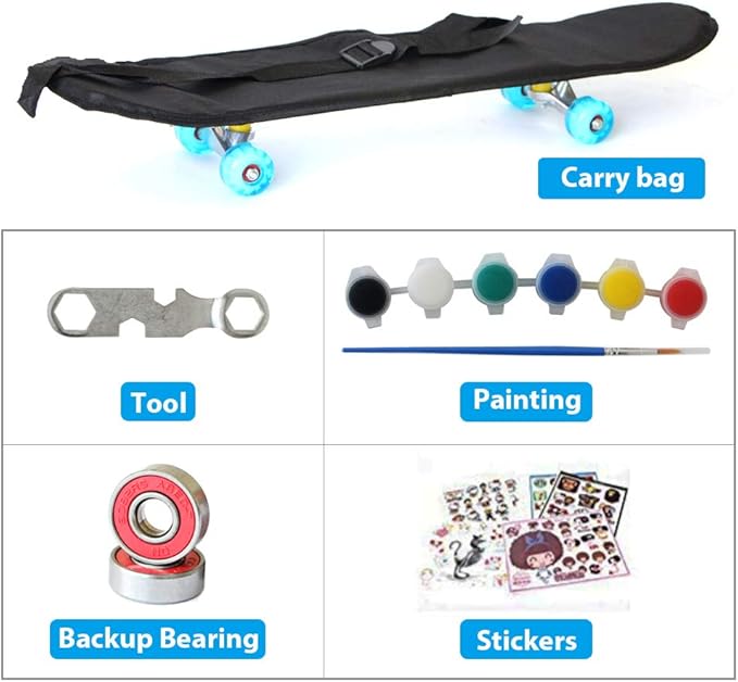 Easy_Way Complete Skateboards- Standard Skateboards for Beginners Kids Boys Girls Teenager- 31''x 8''Canadian Maple Cruiser Pro Skate Board, Skateboards