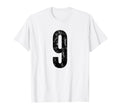 Number 9 Nine Distressed Sports T-Shirt - Minimalist Print for Adults