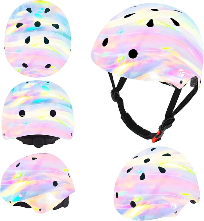 Adjustable Color Gradient Skateboard Helmet for 3-5-8-14+Ages【Toddler Kids Youth Adult】 Girls Boys Woman.Bike Helmet for Multi-Sports Cycling Bicycle Scooter Inline Roller Skate Rollerblading