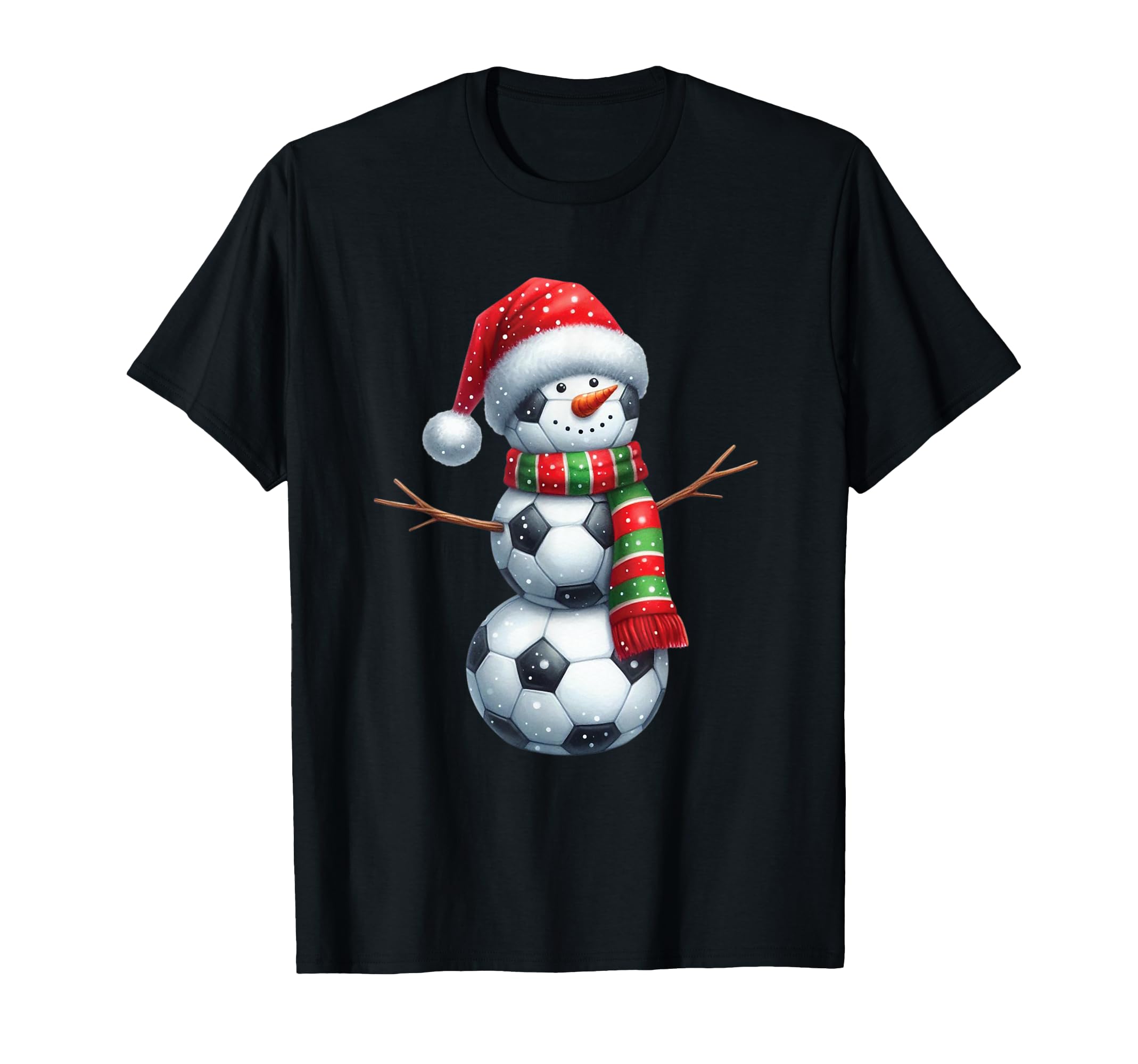 Funny Soccer Balls Snowman T-Shirt - Minimalist Print Men Women