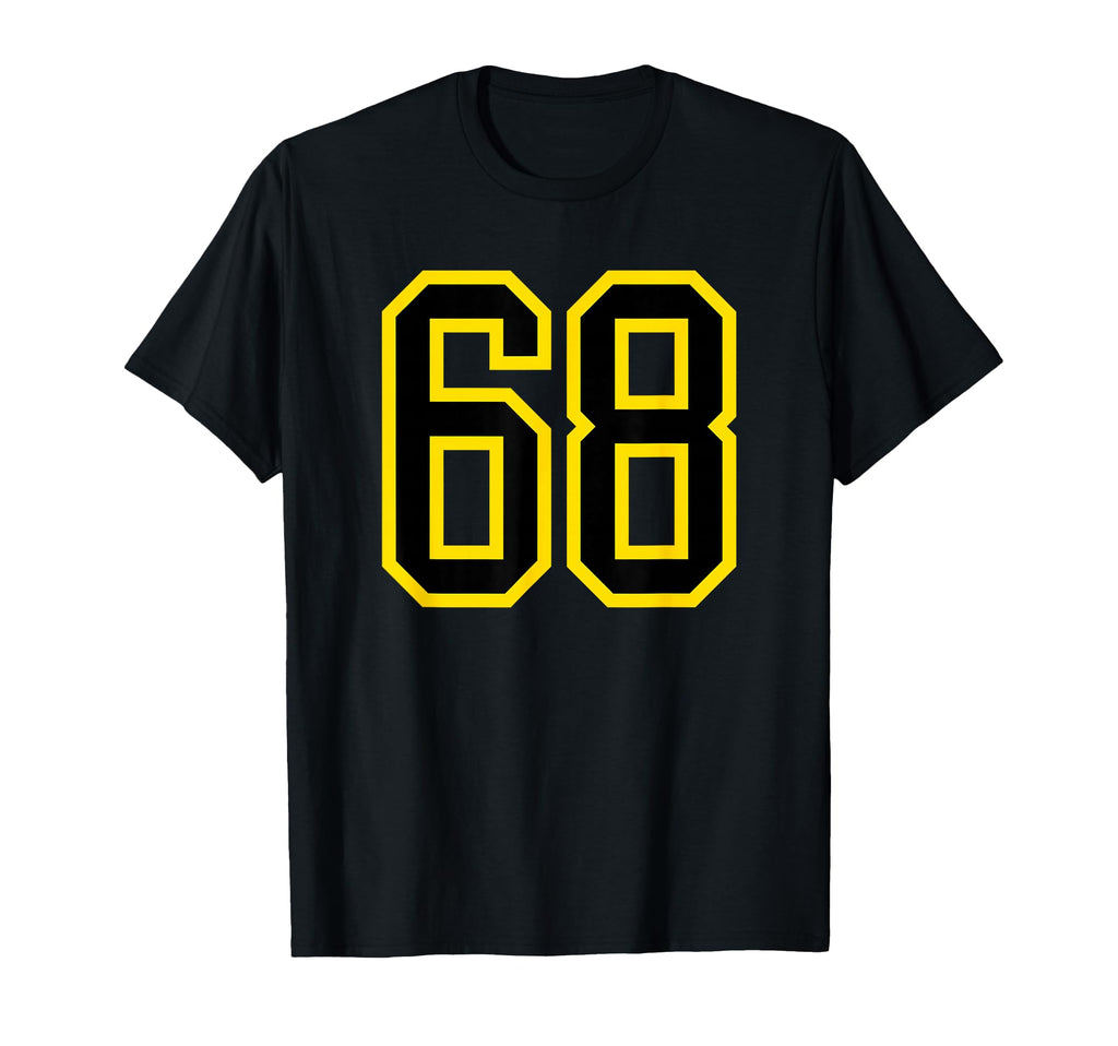 Yellow Black Sport Team Number 68 T-Shirt - Custom Art Print Men Women
