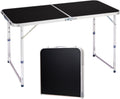 Outvita 4ft Portable Folding Camping Table, Outdoor Waterproof Adjustable Height Table, Aluminum Lightweight Suitcase Foldable Table for Picnic BBQ Beach Dining