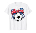 Soccer Coquette Bow 4Th July Patriotic T-Shirt - Custom Art Print Unisex