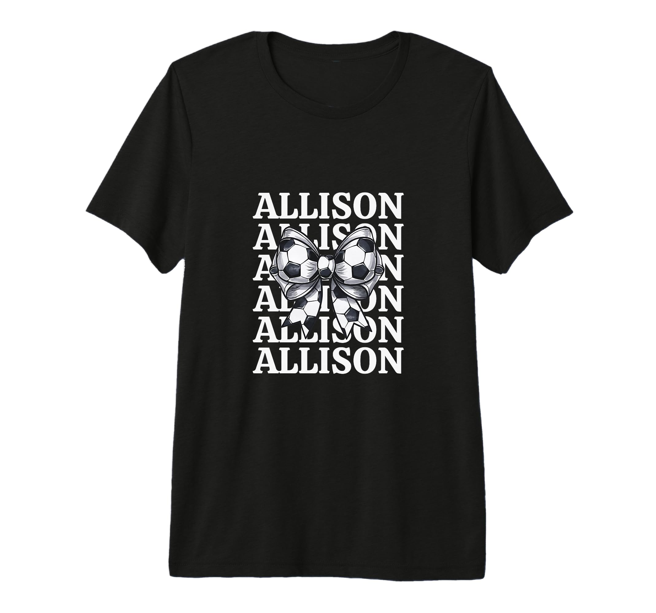 Allison Personalized Coquette Soccer Bow T-Shirt - Minimalist Print Unisex