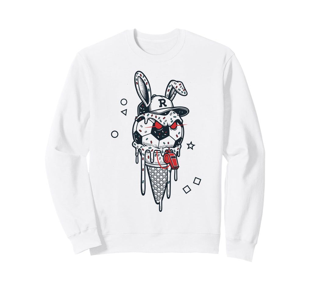 Soccer Bunny Referee Whistle Rabbit Sweatshirt - Unique Graphic for Adults