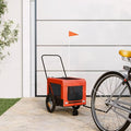 Tidyard Pet Bike Trailer Orange and Black Oxford Fabric and Iron Pet Bicycle Carrier, Animal Bike Stroller for Cat, Puppy, Dog, Outdoor, Travel Style C
