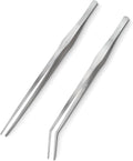 2 Pcs 15 Inch Tweezers, Heavy Duty Reptile Feeding Tongs, Aquarium Tongs, Reptile Tweezers Feeding, Reptile Tongs, Straight and Curved Long Tweezers for Aquarium and Terrarium