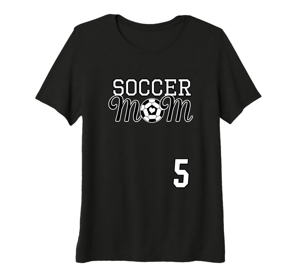 Womens Number 5 Soccer Mom Mothers Day T-Shirt - Trendy Graphic for Adults
