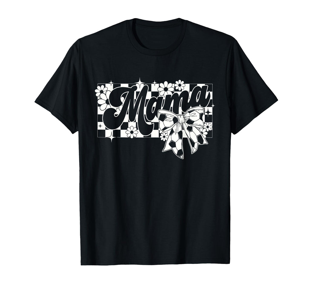 Soccer Mama Checkered Bow Stylish T-Shirt - Fun Novelty Design Unisex