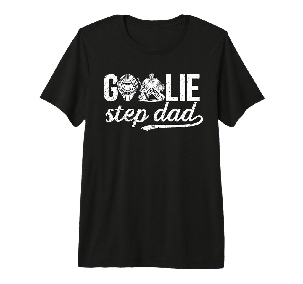 Mens Ice Hockey Goalie Step Dad Hockey T-Shirt - Graphic Print Men Women
