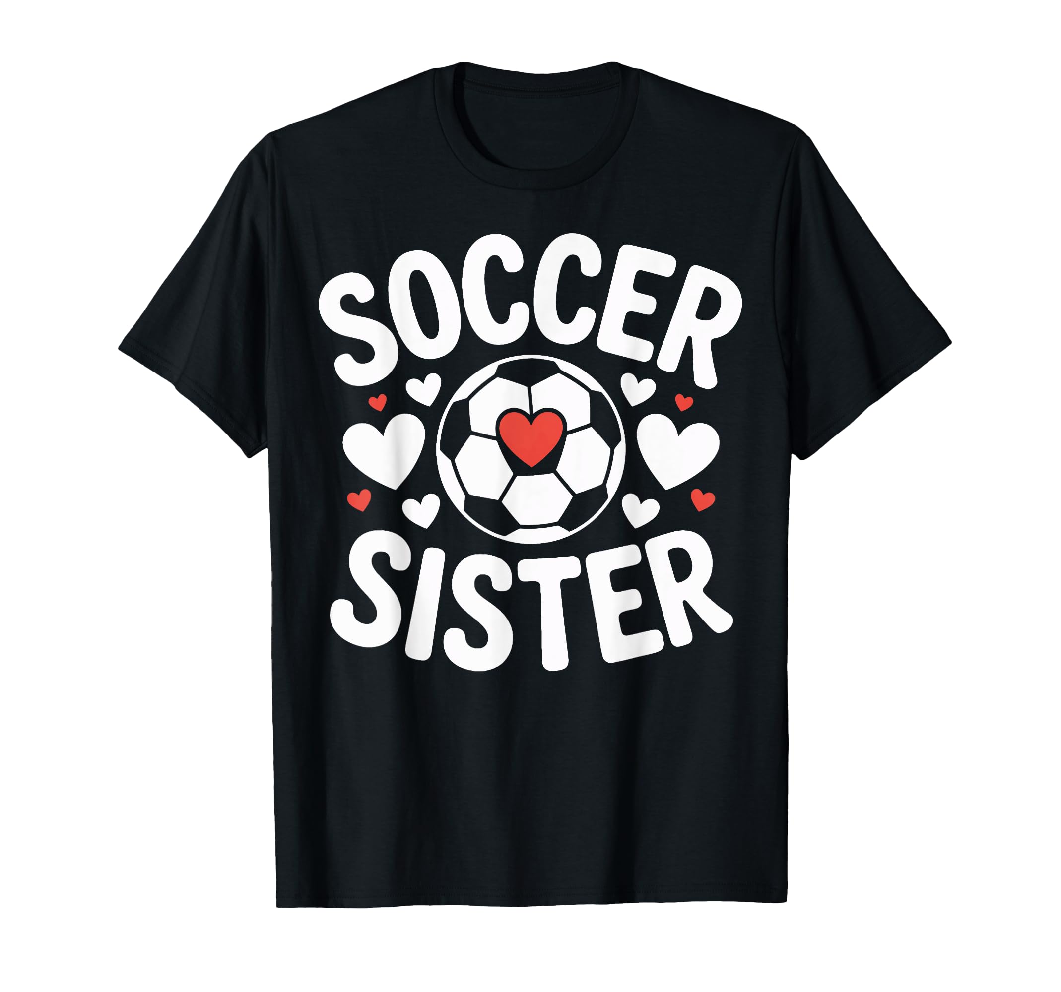 Soccer Sister Heart Soccer Player Siblings T-Shirt - Graphic Print Unisex