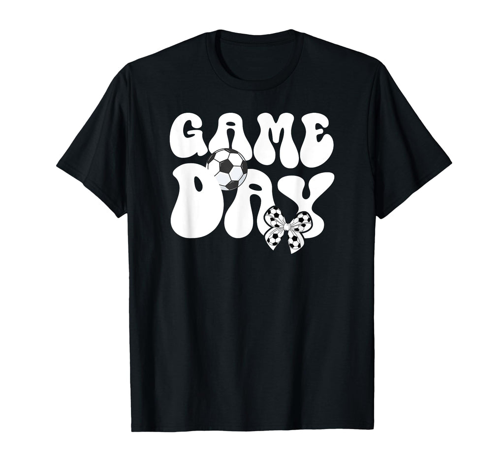 Groovy Soccer Game Day Bow Game Day T-Shirt - Trendy Graphic for Adults