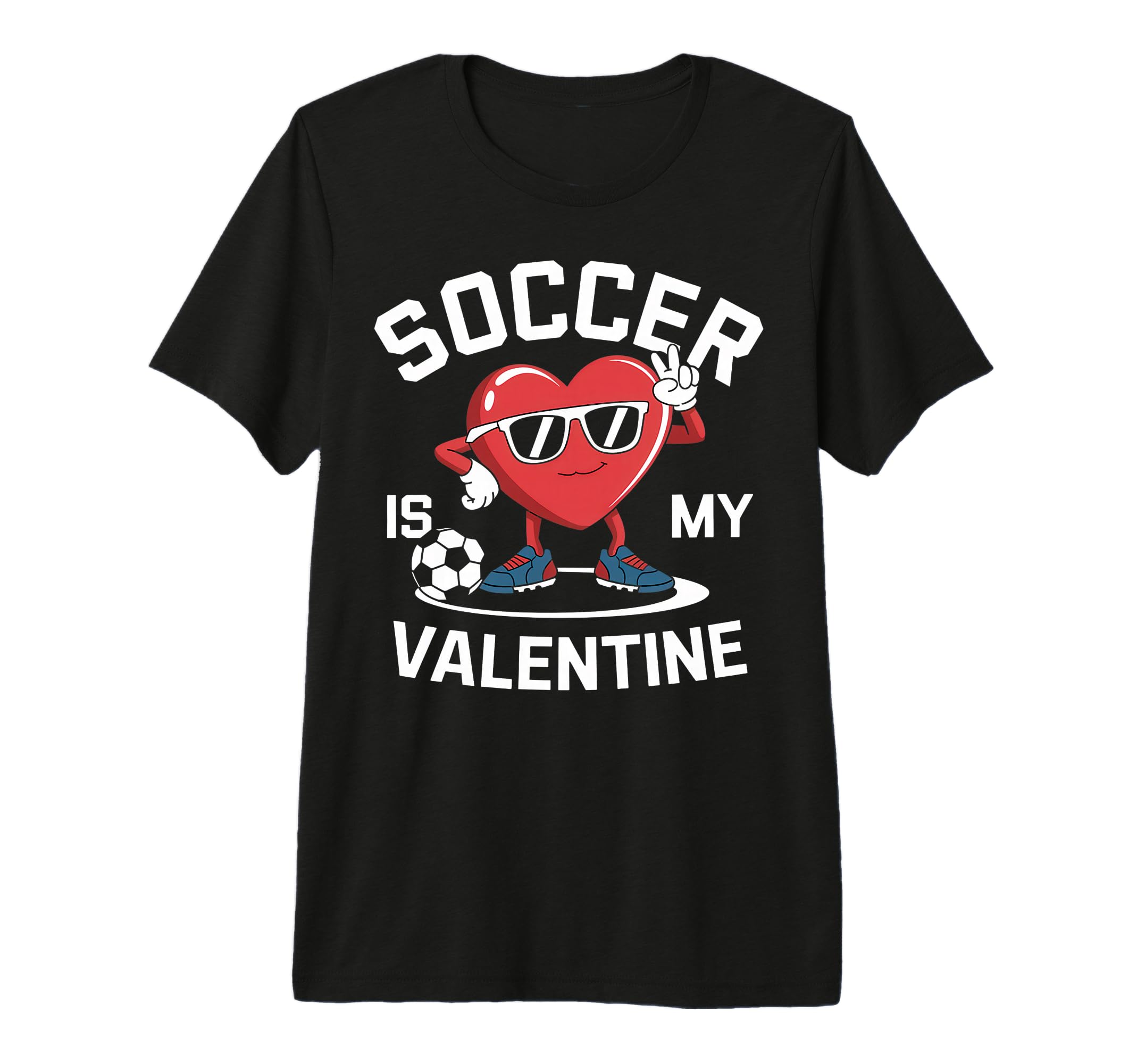 Soccer Is My Valentine Heart Fun Tri T-Shirt - Graphic Print Men Women