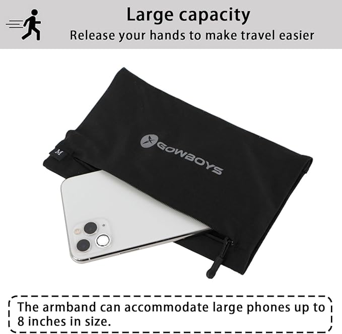 Running Phone Armband for Men Women,Universal Arm Bands for Phones Below 8 Inches,Waterproof Cell Phone Armband for Hiking,Running,Cycling,Climbing(Black XL)