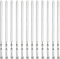 Antallcky 12 Pack Kabob Skewers BBQ Barbecue Skewers Stainless Steel Sticks Heavy Duty Large Wide Reusable with Nonslip Ring Handle Ideal for Shish Kebab Chicken Shrimp and Vegetables (22 inch)