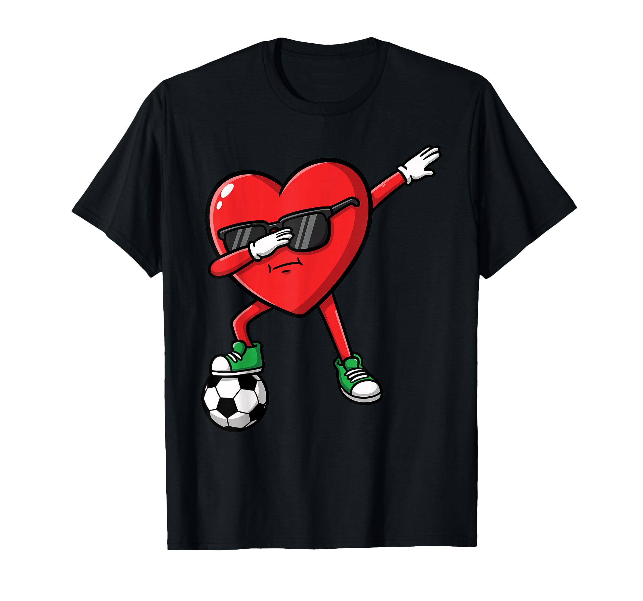 Dabbing Heart Soccer Valentines Day T-Shirt - Minimalist Print Men Women