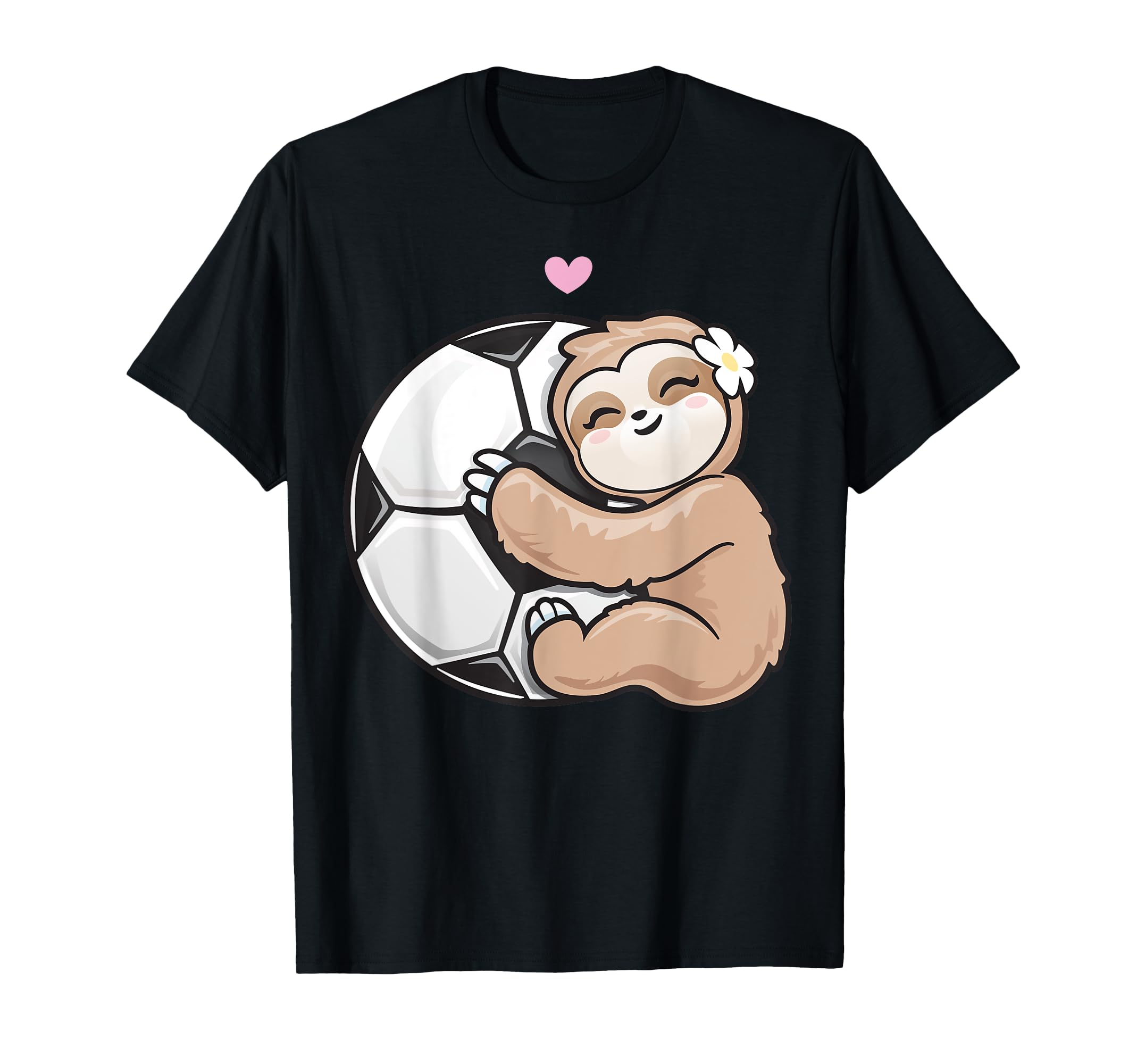 Soccer Adorable Sloth Loves T-Shirt - Casual Everyday Wear for Adults