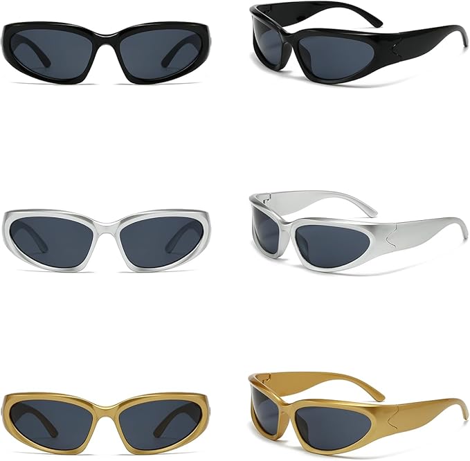 SOAR&EAGLE Y2K 3Pack Polarized sunglasses Wrap Around Men's Women's sunglasses Fashion Sport Shades Sun Glasses