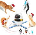 Nobleza 3-in-1 Cat Laser Toy with Feather Trackball, Rechargeable Pet Interactive Pointer Red Light Game, 3 Modes Random Trajectory Motion Activated Boredom Buster for Cat Self Play Home Indoor