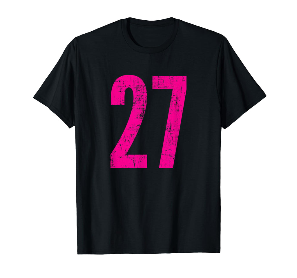 Number 27 Distressed Sport Team Player T-Shirt - Aesthetic Graphic Unisex