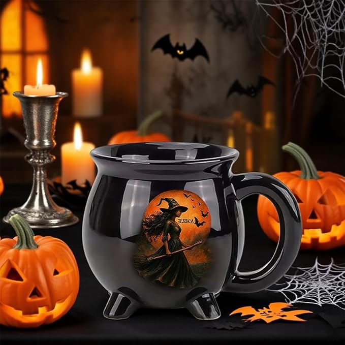 Custom Witch Cauldron Mug, Personalized Witches Brew Halloween Coffee Mug, Halloween Mugs Gifts For Women, Besties, Family, Witches Cauldron, Witch Coffee Mug, Witchy Gifts For Women (2pcs)
