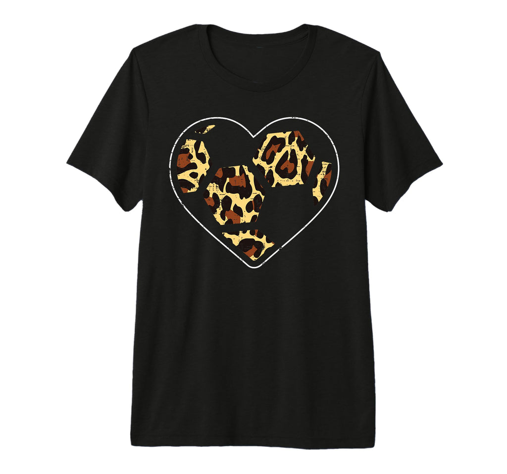 Soccer Ball Heart Leopard Football T-Shirt - Minimalist Print for Adults
