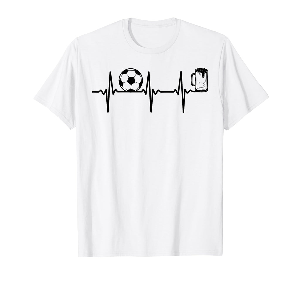 Soccer Heartbeat Beer Soccer T-Shirt - Casual Everyday Wear for Adults