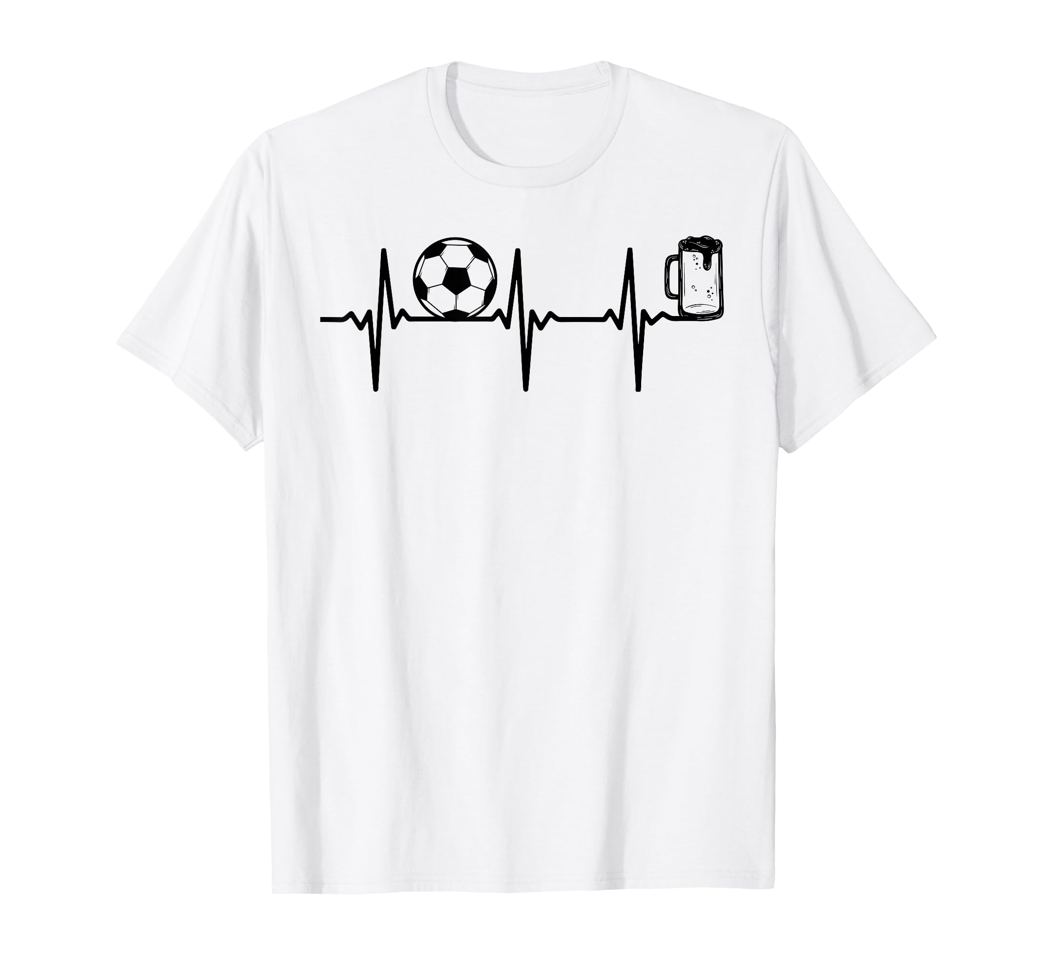 Soccer Heartbeat Beer Soccer T-Shirt - Casual Everyday Wear for Adults