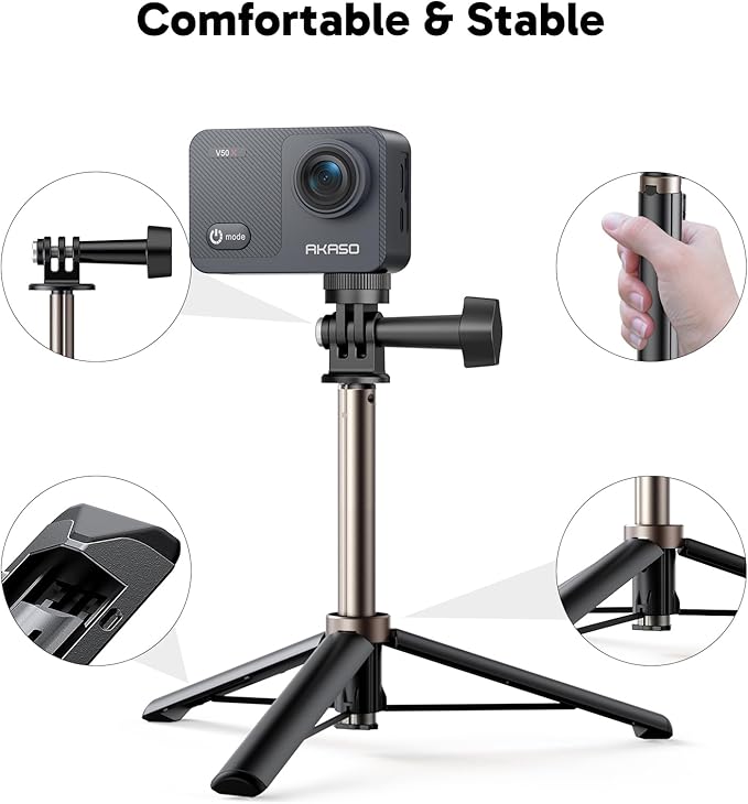 AKASO V50X Native 4K30fps WiFi Action Camera with EIS Touch Screen 4X Zoom 131 feet Waterproof Camera Support External Mic Remote Control (with Selfie Stick Tripod and Carry Bag)