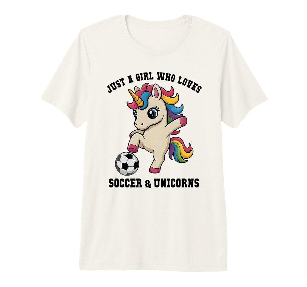 Kawaii Just Who Loves Soccer Unicorns T-Shirt - Unique Graphic Unisex