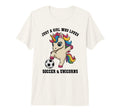 Kawaii Just Who Loves Soccer Unicorns T-Shirt - Unique Graphic Unisex