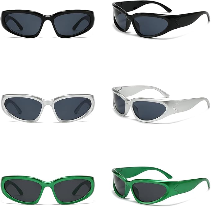 SOAR&EAGLE Y2K 3Pack Polarized sunglasses Wrap Around Men's Women's sunglasses Fashion Sport Shades Sun Glasses