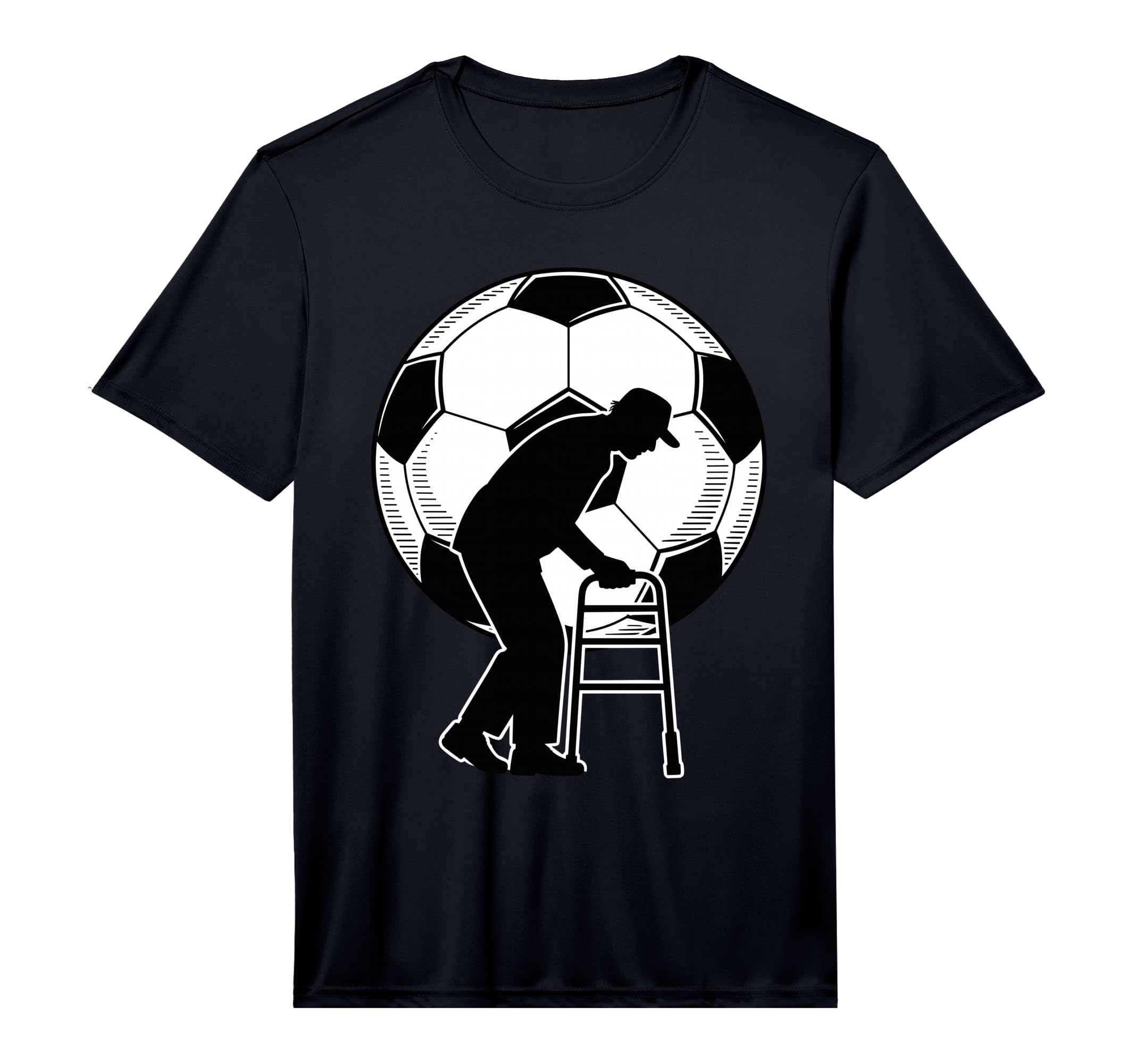 Mens Old Silhouette Soccer Ball T-Shirt - Minimalist Print for Adults