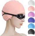 Tripsky Silicone Swim Cap,Comfortable Bathing Cap Ideal for Curly Short Medium Long Hair, Swimming Cap for Women and Men, Shower Caps Keep Hairstyle Unchanged…
